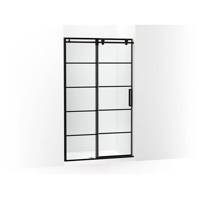 Kohler - ComposedE Sliding shower door, 78'' H x 44-1/8 - 47-7/8'' W, with 3/8'' thick Crystal Clear glass with rectangular grille pattern - Matte Black