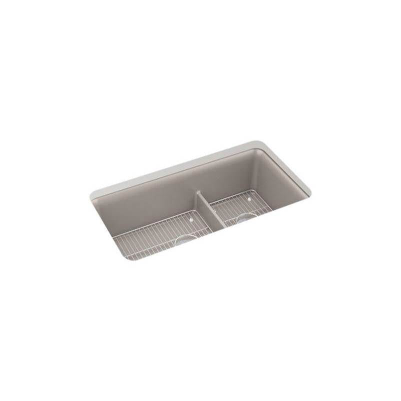 Kohler - Cairn Smart Divide 33-1/2'' undermount double-bowl kitchen sink - Matte Taupe