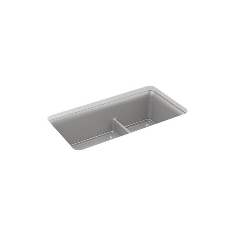 Kohler - Cairn Smart Divide 33-1/2'' undermount double-bowl kitchen sink - Matte Grey