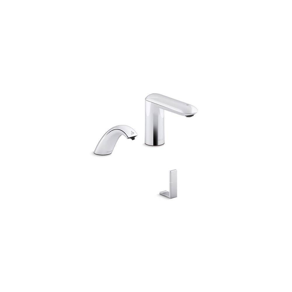 Kohler - Kumin Curve Touchless lavatory faucet and soap dispenser with Kinesis sensor technology, AC-powered, 0.5 gpm - Polished Chrome