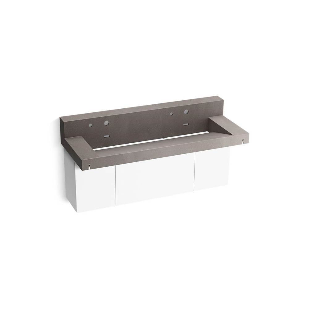 Kohler - ConstellationE 60'' wall-mount trough lavatory system with backsplash - Ash Concrete