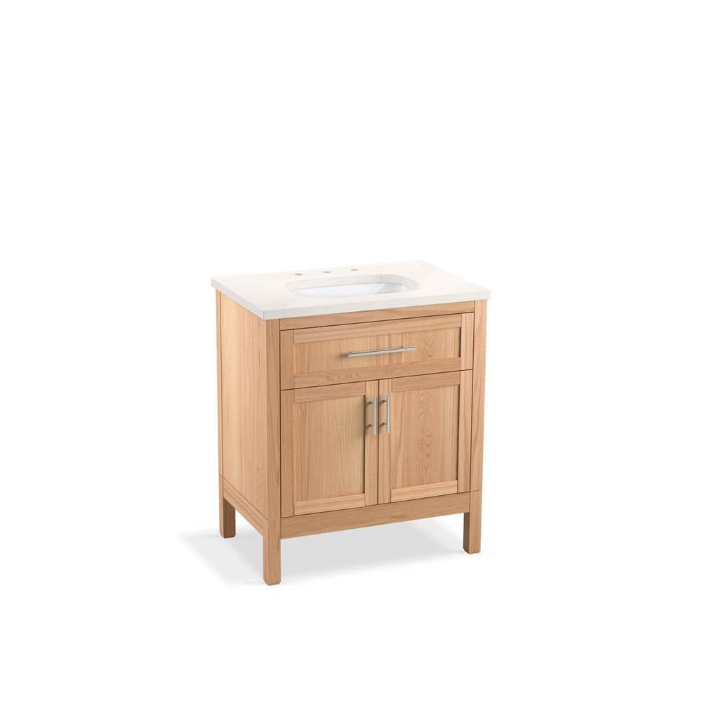 Kohler - HadronE 30'' bathroom vanity cabinet with sink and quartz top - Light Oak