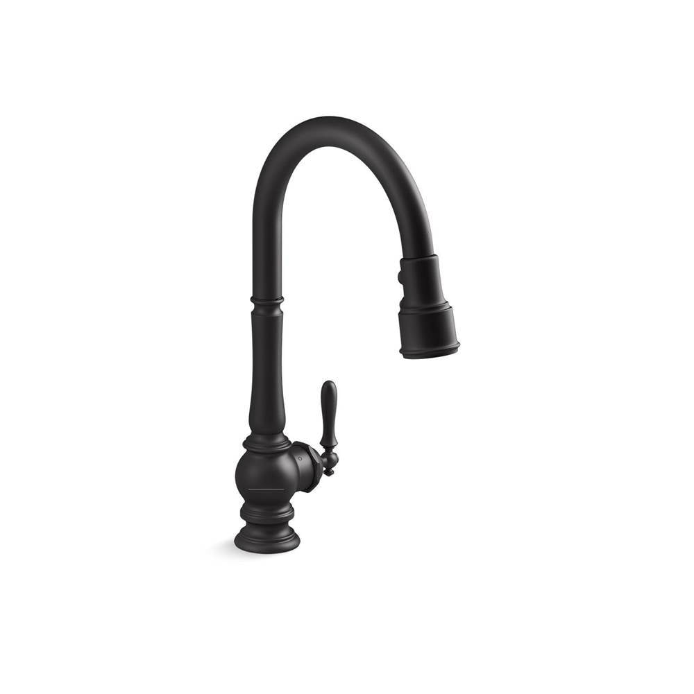 Kohler - Artifacts Touchless pull-down kitchen sink faucet with KOHLER KonnectE and three-function sprayhead - Matte Black
