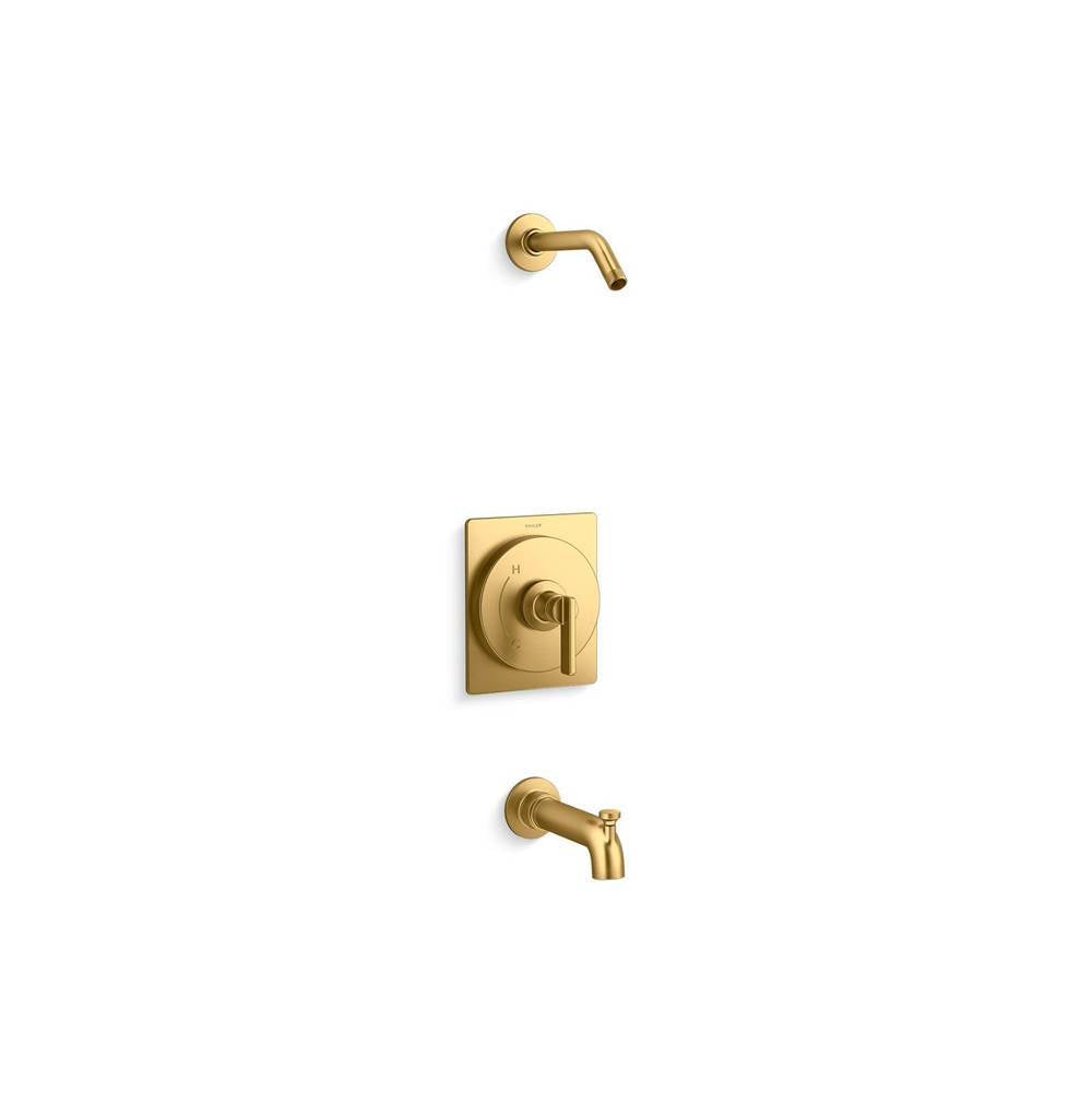 Kohler - CastiaE by Studio McGee Rite-Temp bath and shower trim kit, without showerhead - Vibrant Brushed Moderne Brass