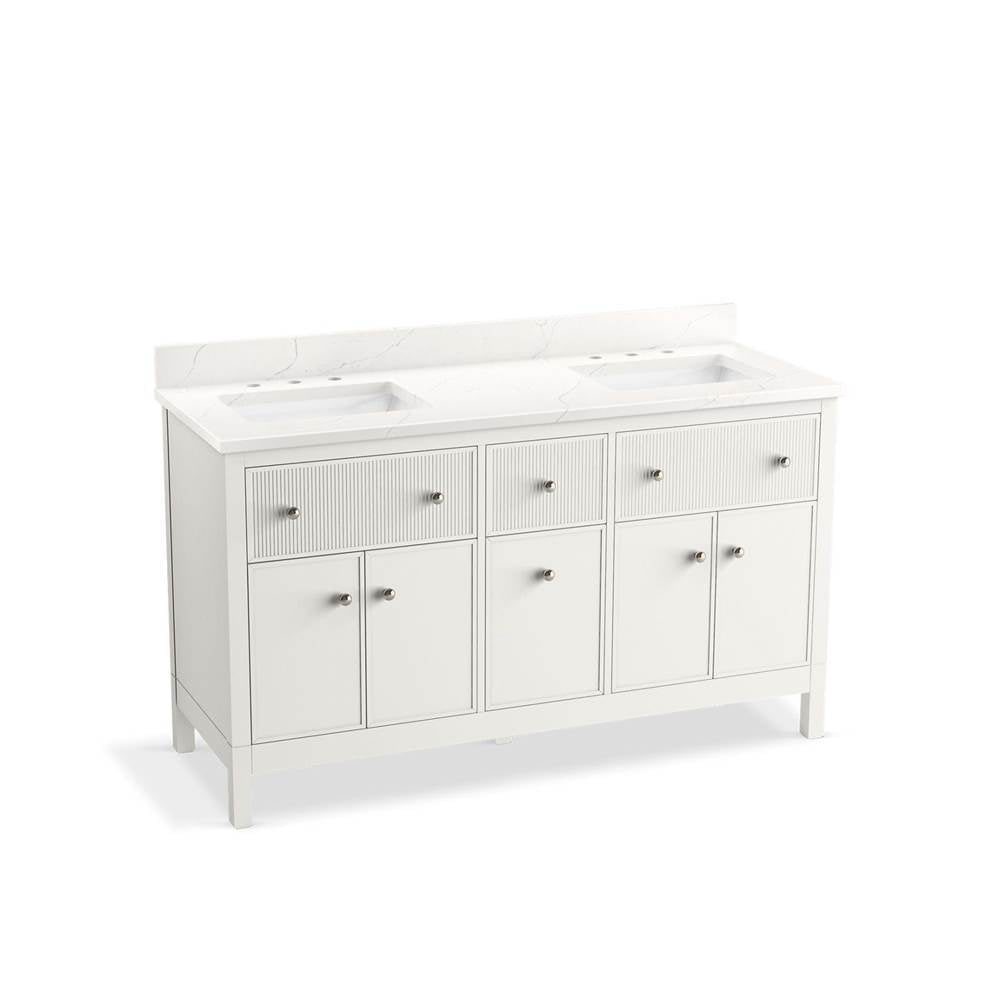 Kohler - MalinE by Studio McGee 60'' bathroom vanity cabinet with sinks and quartz top - White