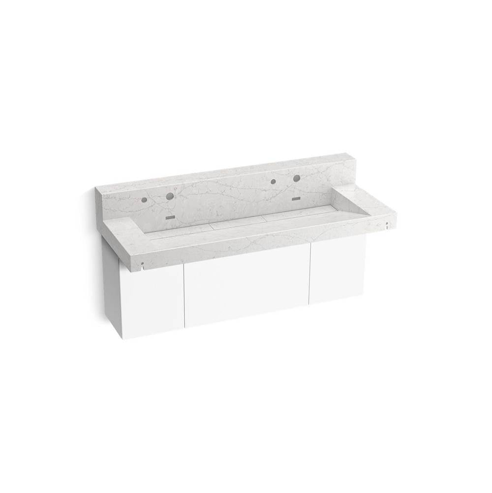 Kohler - ConstellationE 60'' wall-mount trough lavatory system with backsplash - Pearl Jasmine
