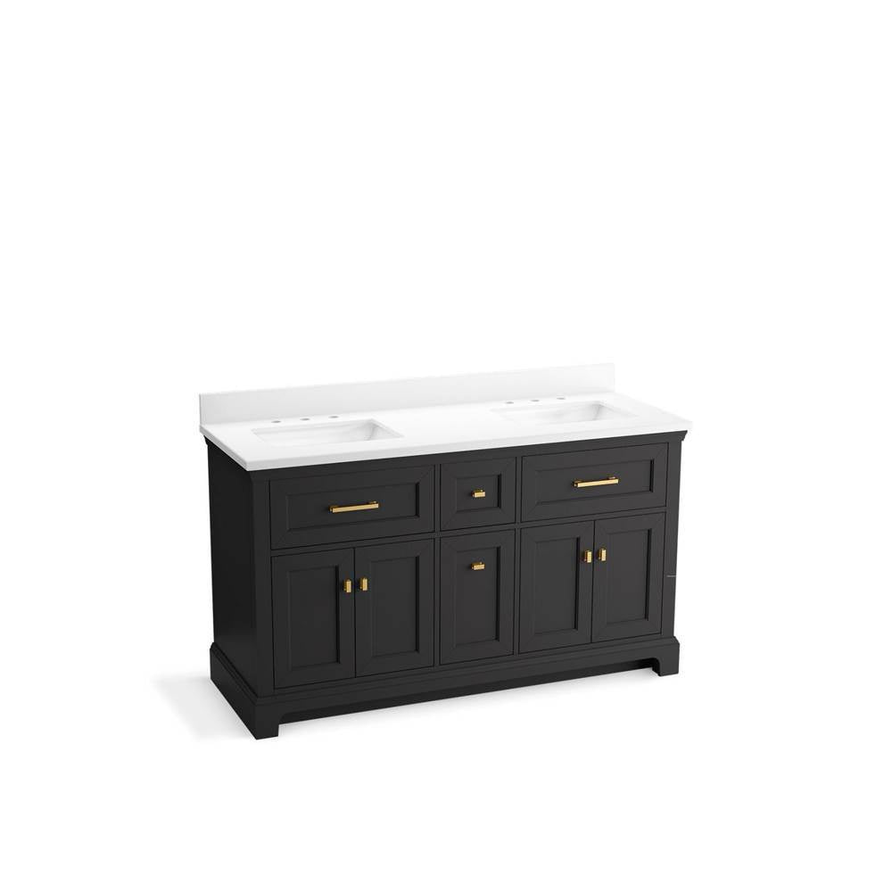 Kohler - CharlemontE 60'' bathroom vanity cabinet with sinks and quartz top - Ferrous Grey
