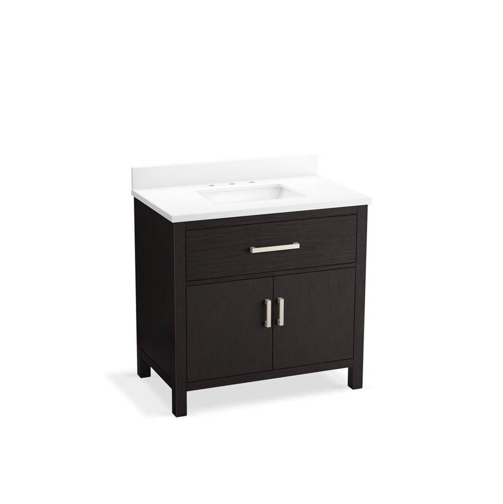 Kohler - Kresla 36'' bathroom vanity cabinet with sink and quartz top - Carbon Oak