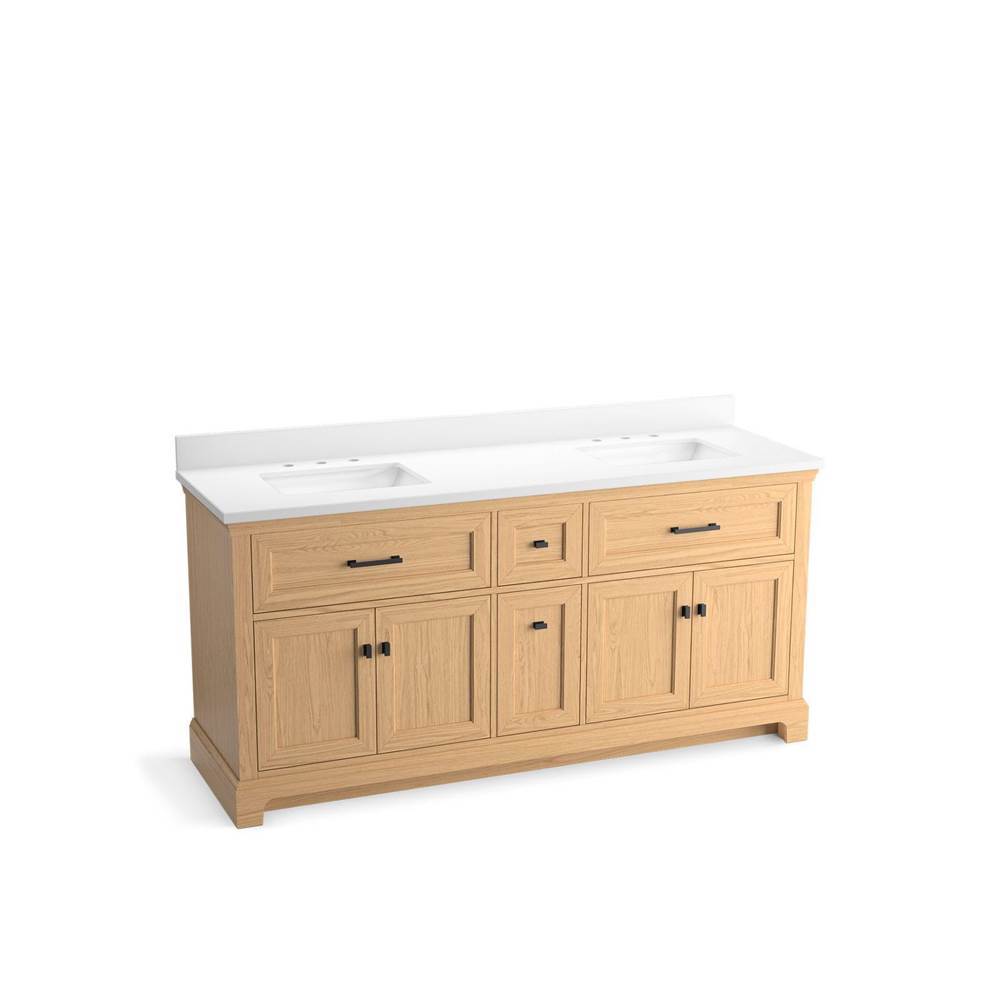 Kohler - CharlemontE 72'' bathroom vanity cabinet with sinks and quartz top - Light Oak