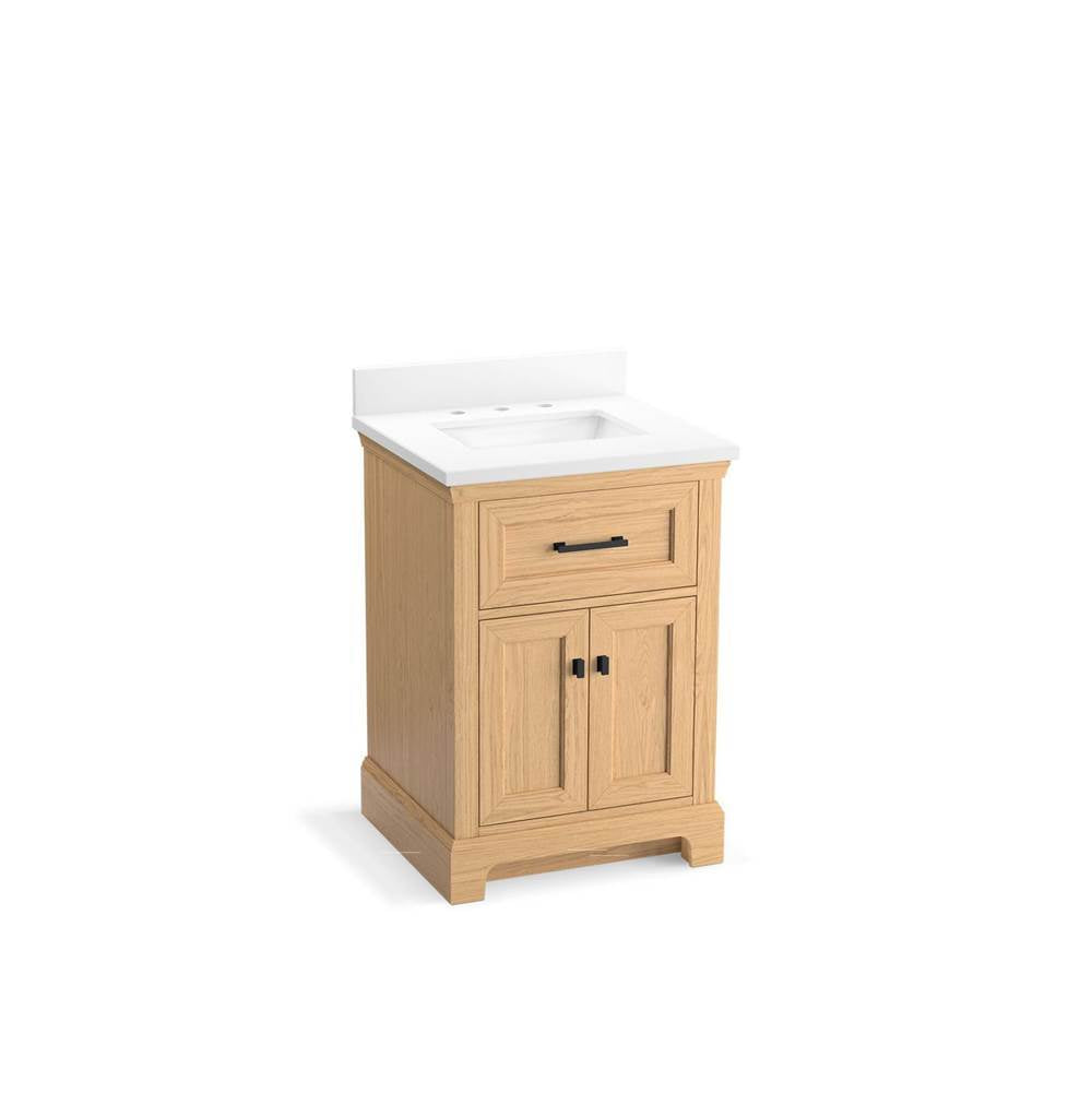 Kohler - CharlemontE 24'' bathroom vanity cabinet with sink and quartz top - Light Oak