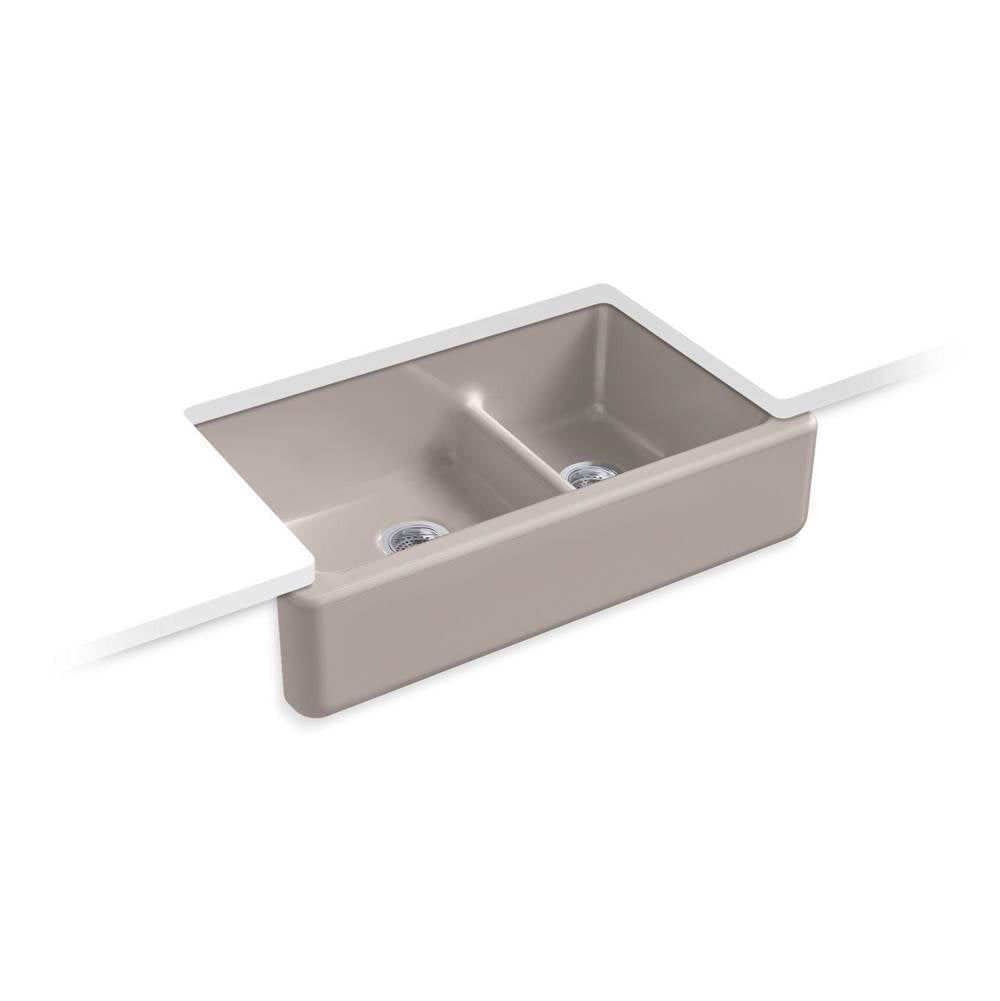 Kohler - Whitehaven Smart Divide 35-3/4'' undermount double-bowl farmhouse kitchen sink - Truffle