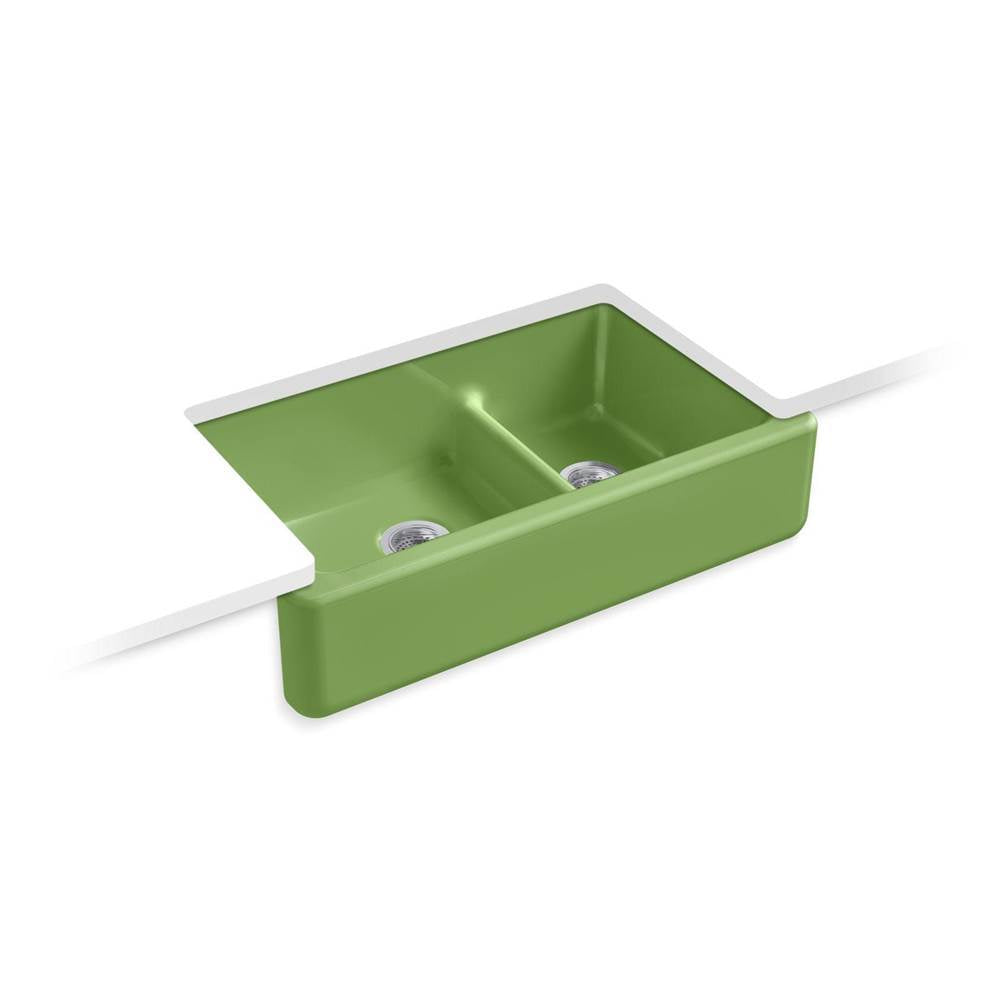 Kohler - Whitehaven Smart Divide 35-3/4'' undermount double-bowl farmhouse kitchen sink - Fresh Green