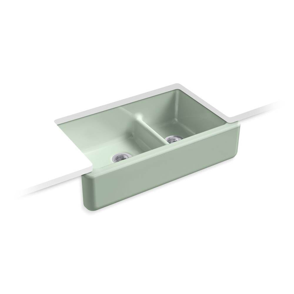 Kohler - Whitehaven Smart Divide 35-3/4'' undermount double-bowl farmhouse kitchen sink - Aspen Green