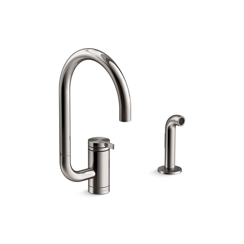Kohler - Components Single-handle kitchen sink faucet with two-function extended-reach spout and side sprayer - Vibrant Titanium