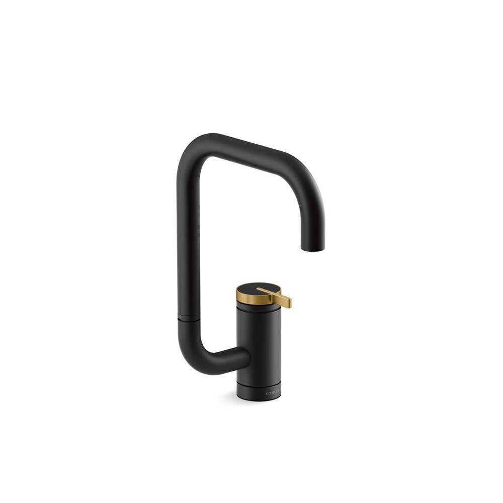 Kohler - Components Single-handle bar sink faucet with two-function extended-reach spout - Matte Black with Brushed Moderne Brass