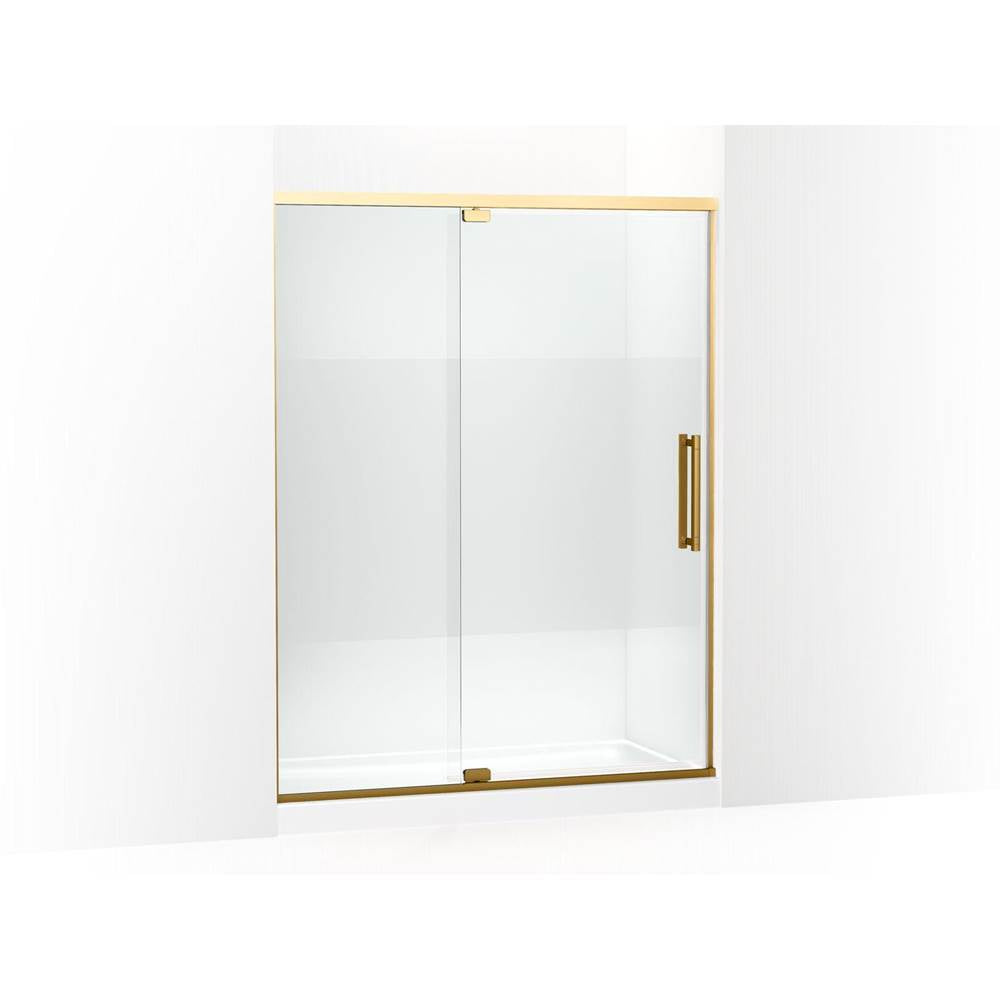 Kohler - PremiseE 76'' H Pivot Shower Door With 5/16''-Thick Glass - Vibrant Brushed Moderne Brass