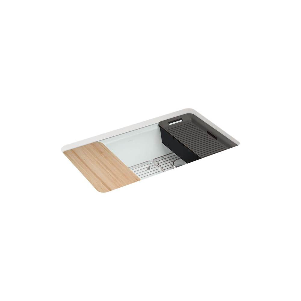 Kohler - Riverby 33'' undermount single-bowl workstation kitchen sink - Ice Grey