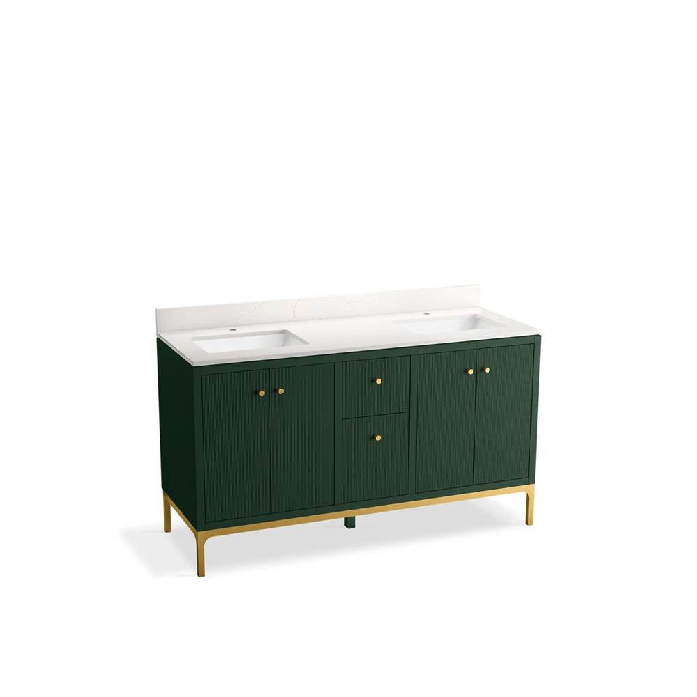 Kohler - CalpaE 60'' bathroom vanity cabinet with sinks and quartz top - Emerald Green