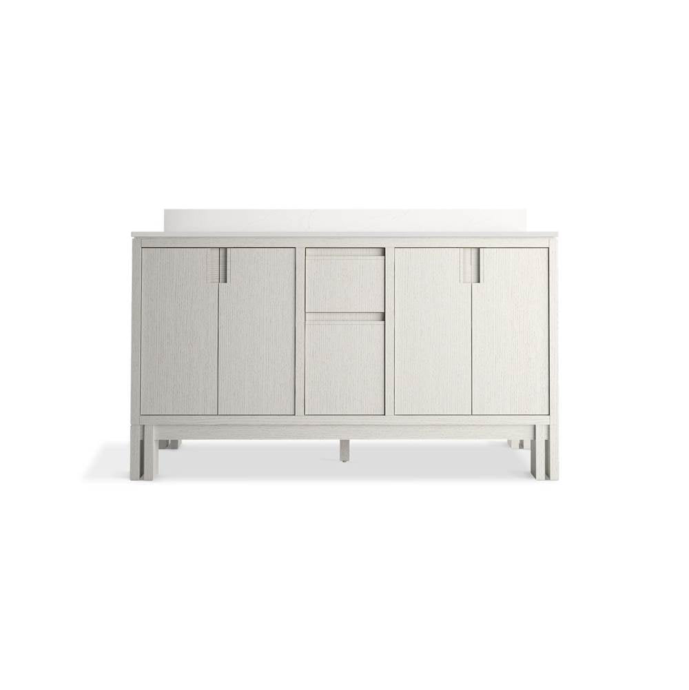 SoliveE 60'' bathroom vanity cabinet with sinks and quartz top