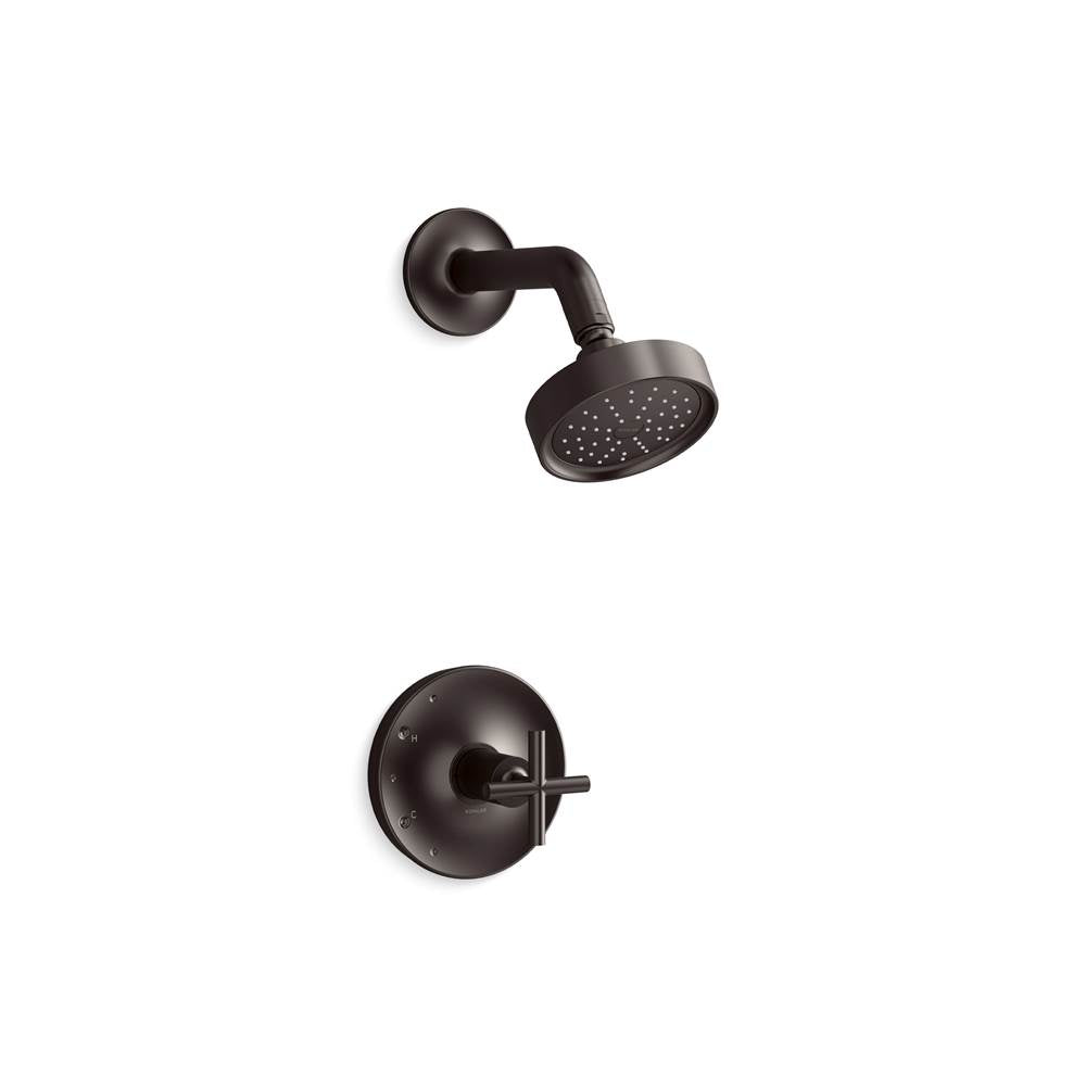Kohler - Purist Rite-Temp shower trim kit with cross handle, 1.75 gpm - Brushed Graphite
