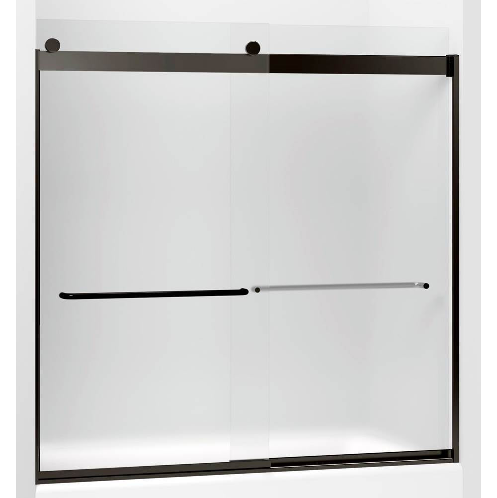 Kohler - Levity Sliding bath door, 59-3/4'' H x 56-5/8 - 59-5/8'' W, with 1/4'' thick Frosted glass - Anodized Dark Bronze