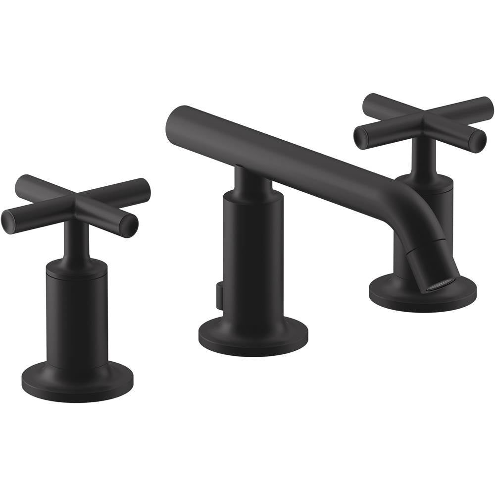Kohler - Purist Widespread bathroom sink faucet with Cross handles, 1.2 gpm - Matte Black