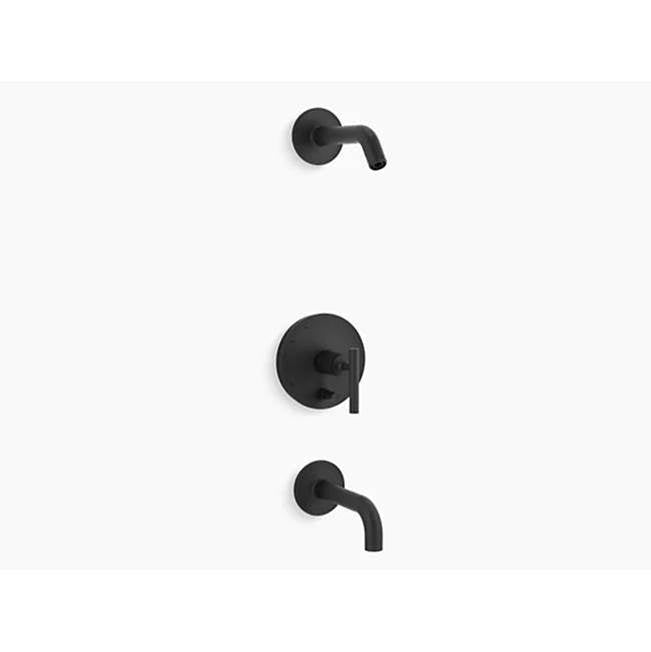 Kohler - Purist Rite-Temp bath and shower trim kit with push-button diverter and lever handle, without showerhead - Matte Black