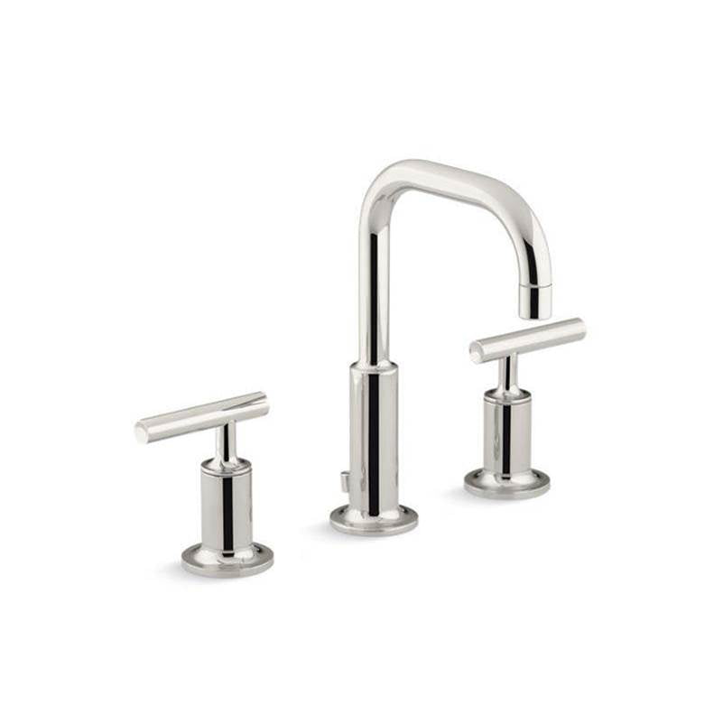 Kohler - Purist Widespread bathroom sink faucet with Lever handles, 1.2 gpm - Vibrant Polished Nickel