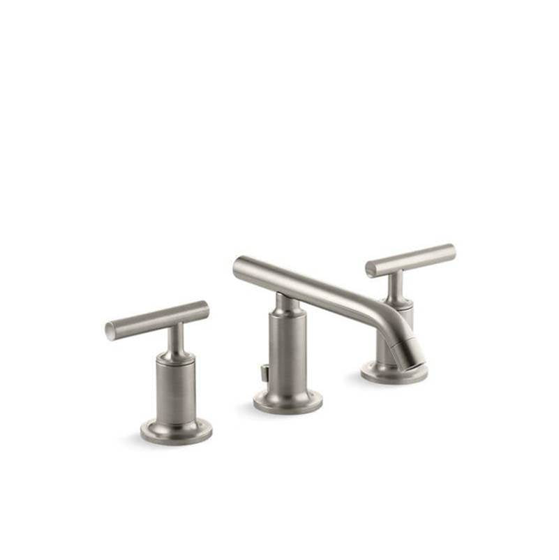Kohler - Purist Widespread bathroom sink faucet with Lever handles, 1.2 gpm - Vibrant Brushed Nickel