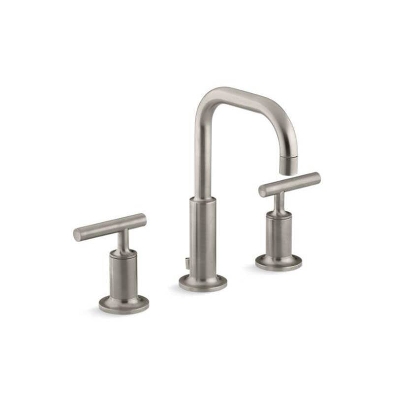 Kohler - Purist Widespread bathroom sink faucet with Lever handles, 1.2 gpm - Vibrant Brushed Nickel