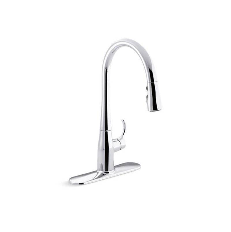 Kohler - Simplice Pull-down kitchen sink faucet with three-function sprayhead - Polished Chrome