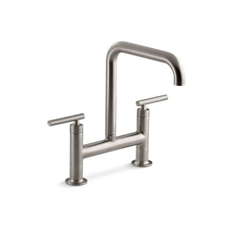 Kohler - Purist Two-hole bridge kitchen sink faucet - Vibrant Stainless