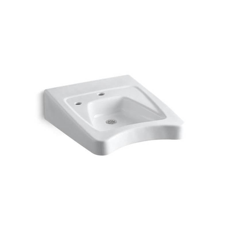 Kohler - MorningsideE 20'' x 27'' wall-mount/concealed arm carrier wheelchair bathroom sink with single faucet hole and left-hand soap dispenser hole - White
