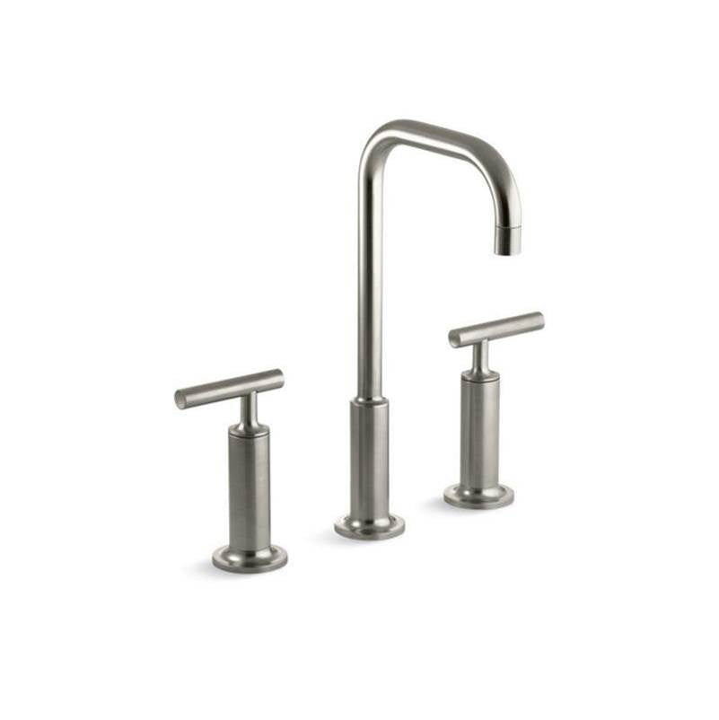 Kohler - Purist Widespread bathroom sink faucet with Lever handles, 1.2 gpm - Vibrant Brushed Nickel