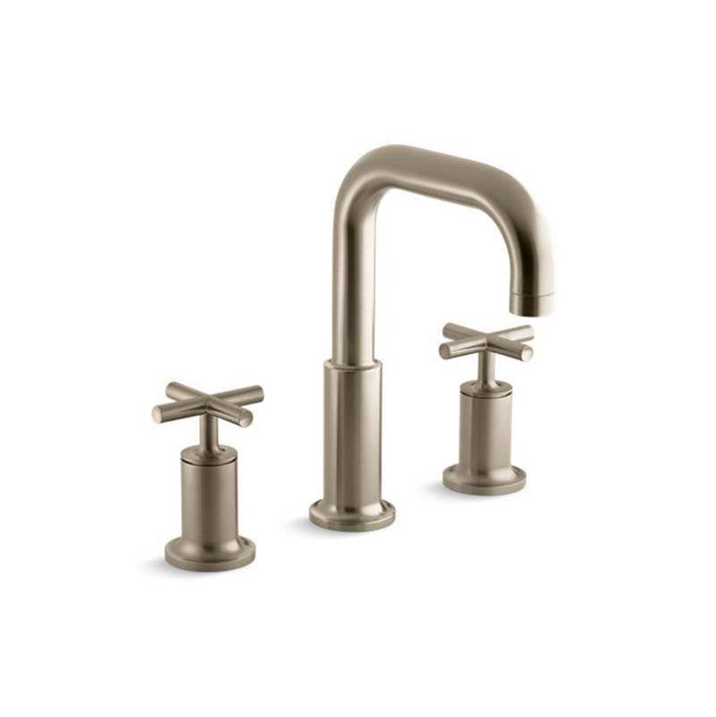 Kohler - Purist Deck-mount bath faucet trim with Cross handles - Vibrant Brushed Bronze
