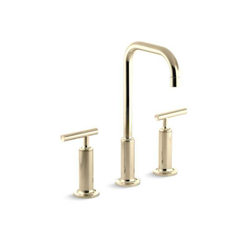 Kohler - Purist Widespread bathroom sink faucet with lever handles, 1.2 gpm - Vibrant French Gold