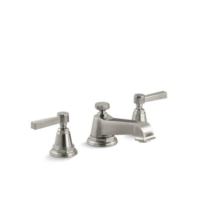 Kohler - Pinstripe Widespread bathroom sink faucet with Lever handles, 1.2 gpm - Vibrant Brushed Nickel