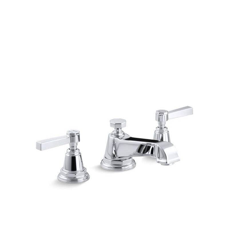 Kohler - Pinstripe Widespread bathroom sink faucet with Lever handles, 1.2 gpm - Polished Chrome