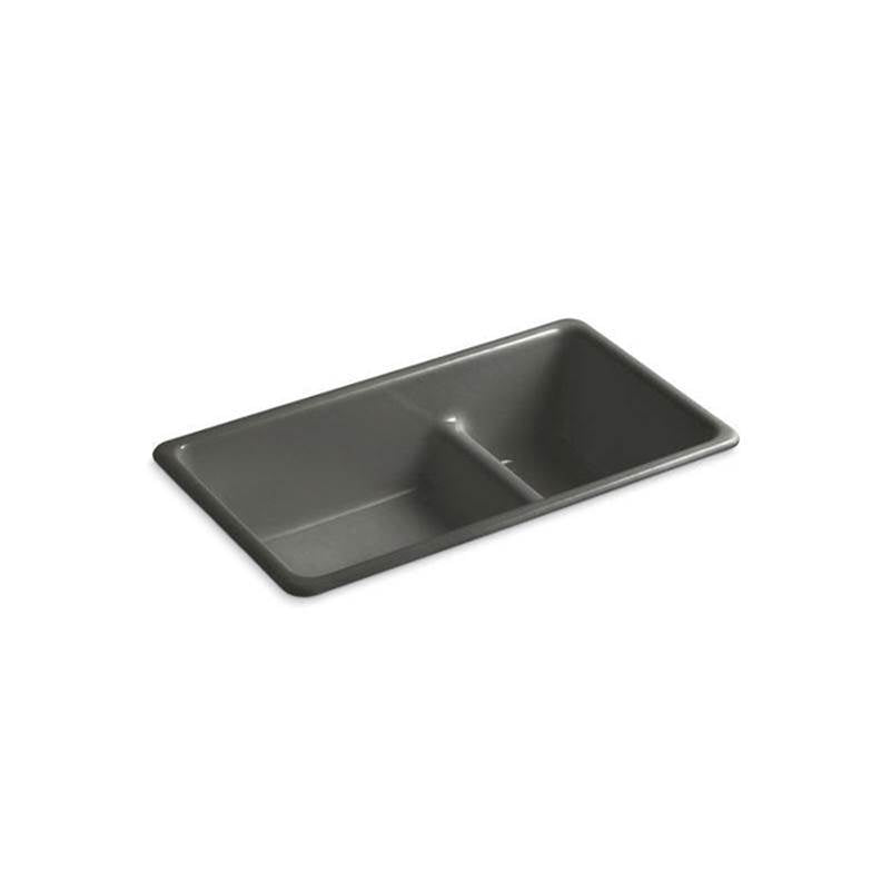 Kohler - Iron/Tones Smart Divide 33'' top-/undermount double-bowl kitchen sink - Thunder Grey