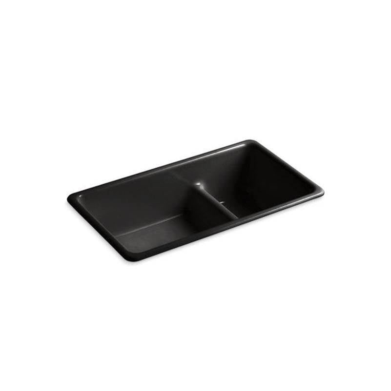 Kohler - Iron/Tones Smart Divide 33'' top-/undermount double-bowl kitchen sink - Black