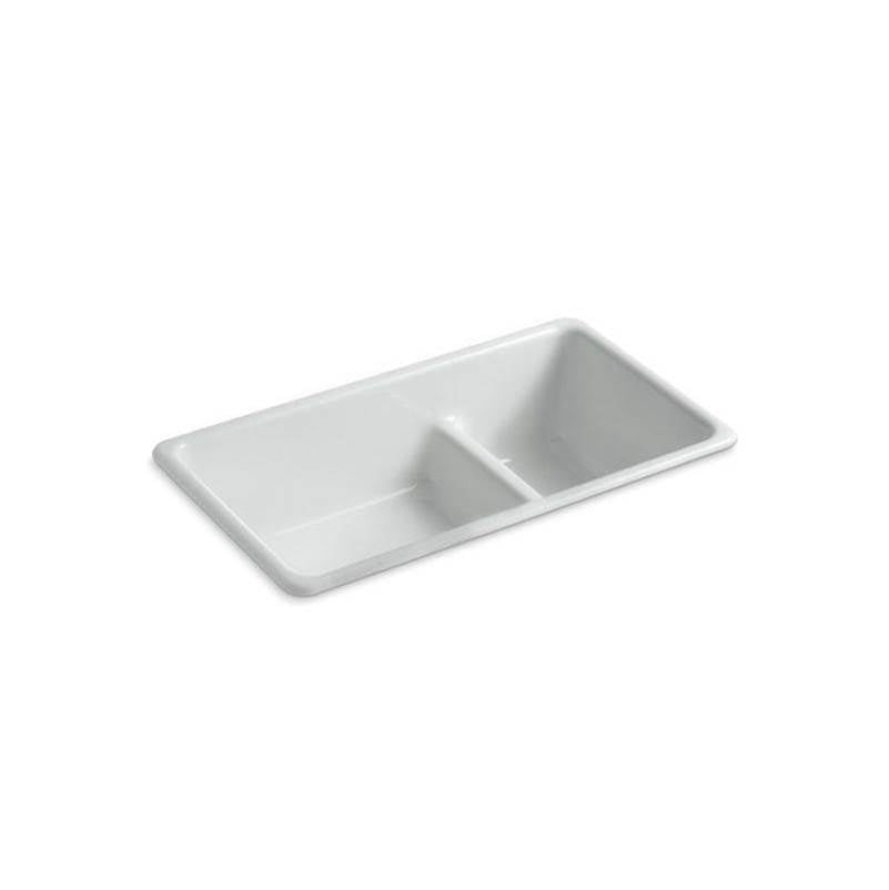 Kohler - Iron/Tones Smart Divide 33'' top-/undermount double-bowl kitchen sink - Ice Grey
