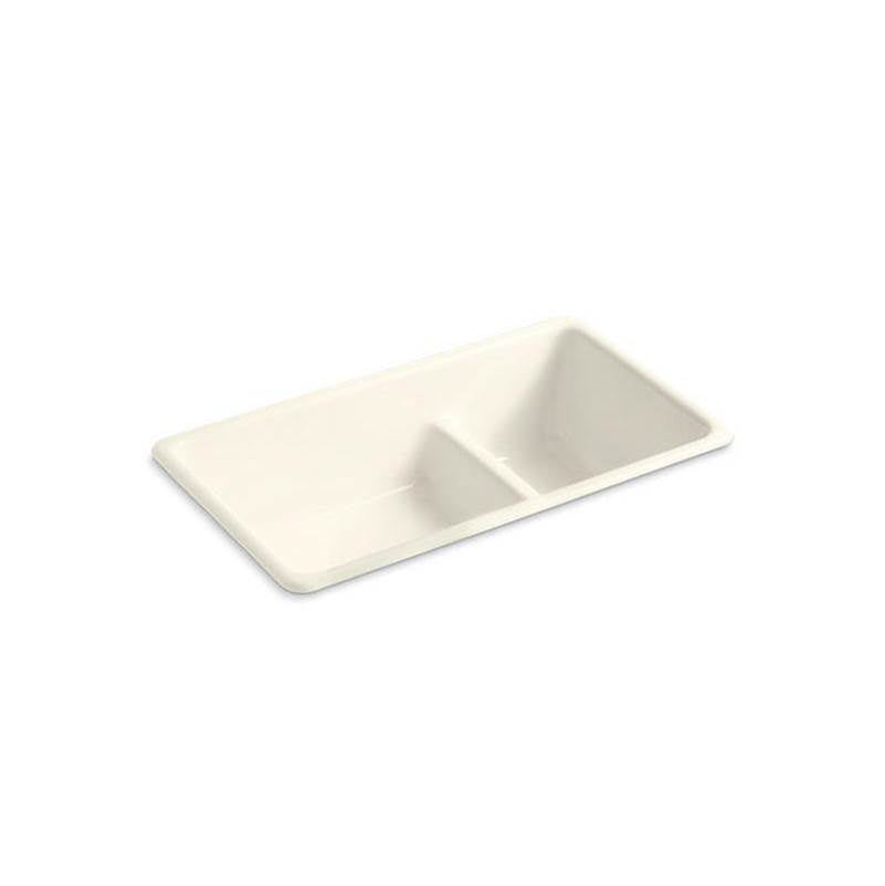 Kohler - Iron/Tones Smart Divide 33'' top-/undermount double-bowl kitchen sink - Biscuit