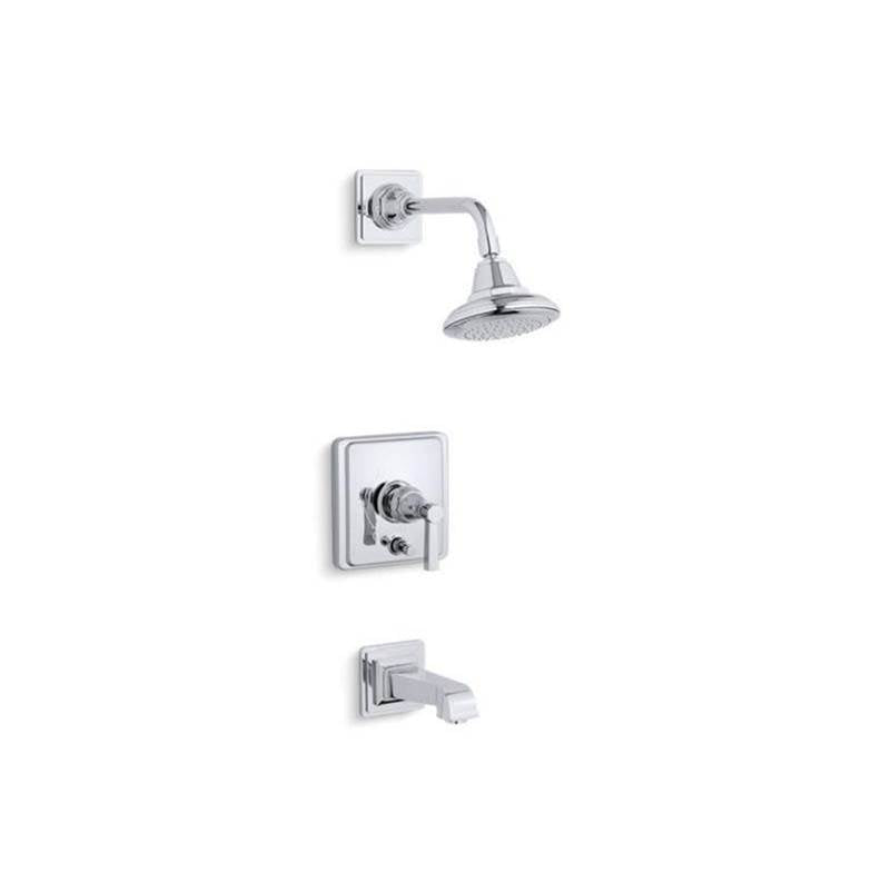 Kohler - Pinstripe Pure Rite-Temp bath and shower trim kit with push-button diverter and lever handle, 2.5 gpm - Polished Chrome