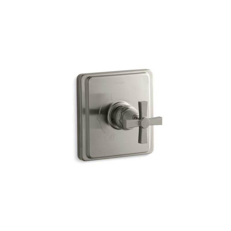 Kohler - Pinstripe Pure Rite-Temp valve trim with cross handle - Vibrant Brushed Nickel