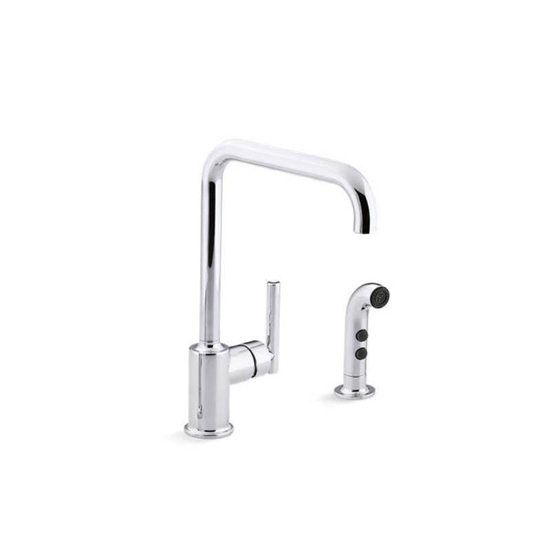 Kohler - Purist Single-handle kitchen sink faucet with side sprayer - Polished Chrome