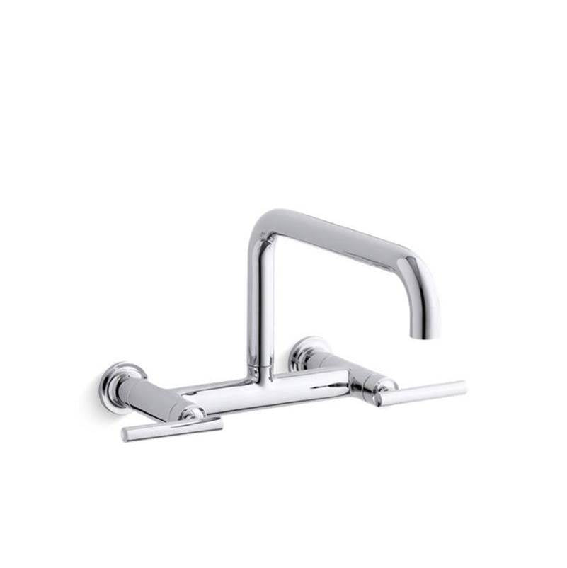 Kohler - Purist Two-hole wall-mount bridge kitchen sink faucet - Polished Chrome