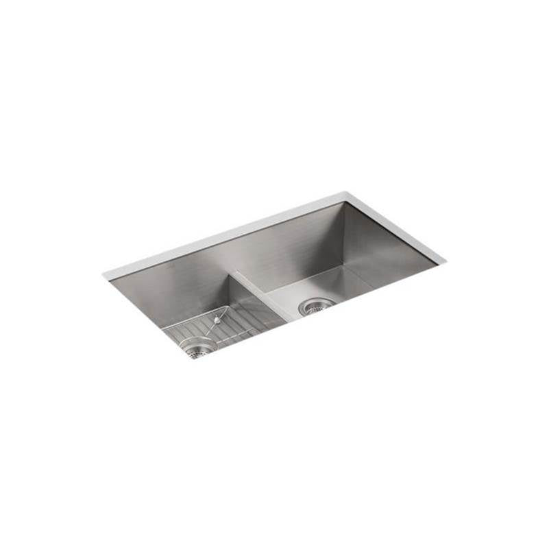 Kohler - VaultE Smart Divide 33'' top-/undermount double-bowl kitchen sink - Stainless Steel