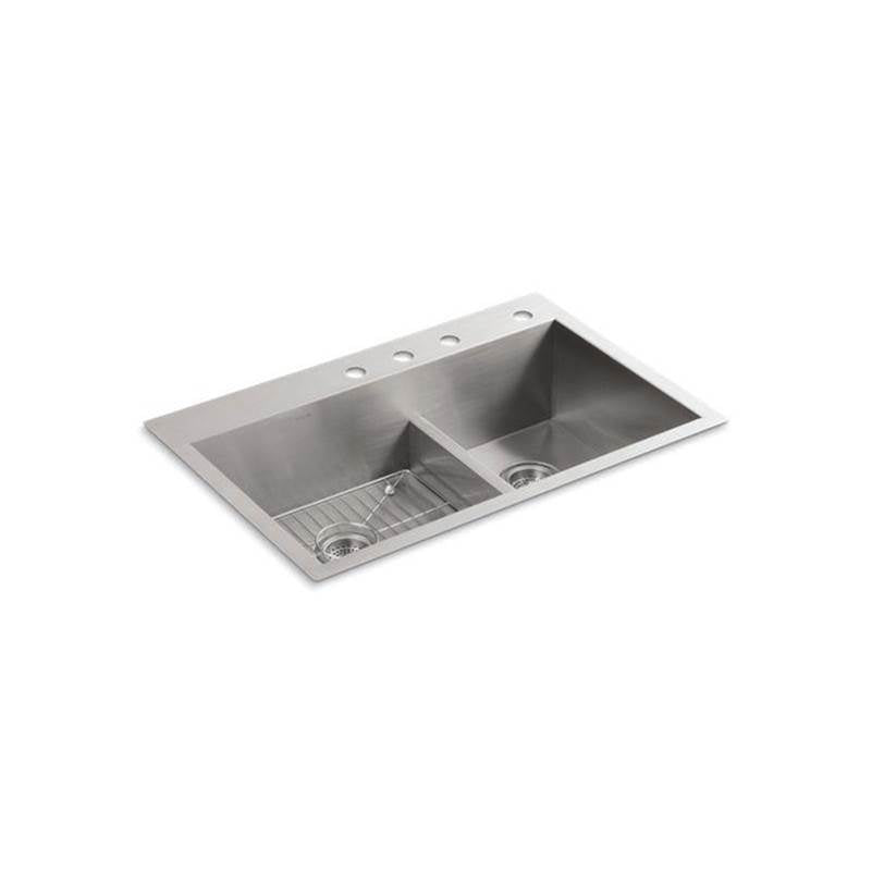 Kohler - VaultE Smart Divide 33'' top-/undermount double-bowl kitchen sink - Stainless Steel