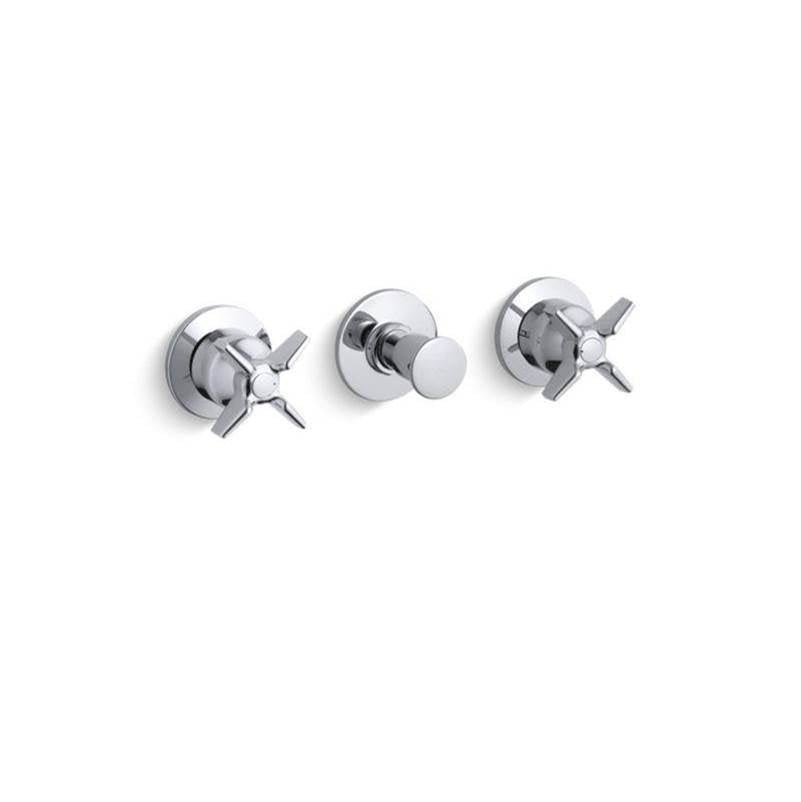 Kohler - Triton Wall-mount valve trim with push button diverter and cross handles, requires valve - Polished Chrome