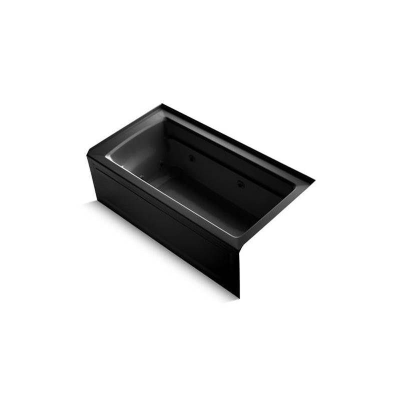 Kohler - Archer 60'' x 32'' alcove heated whirlpool bath, right drain - Black